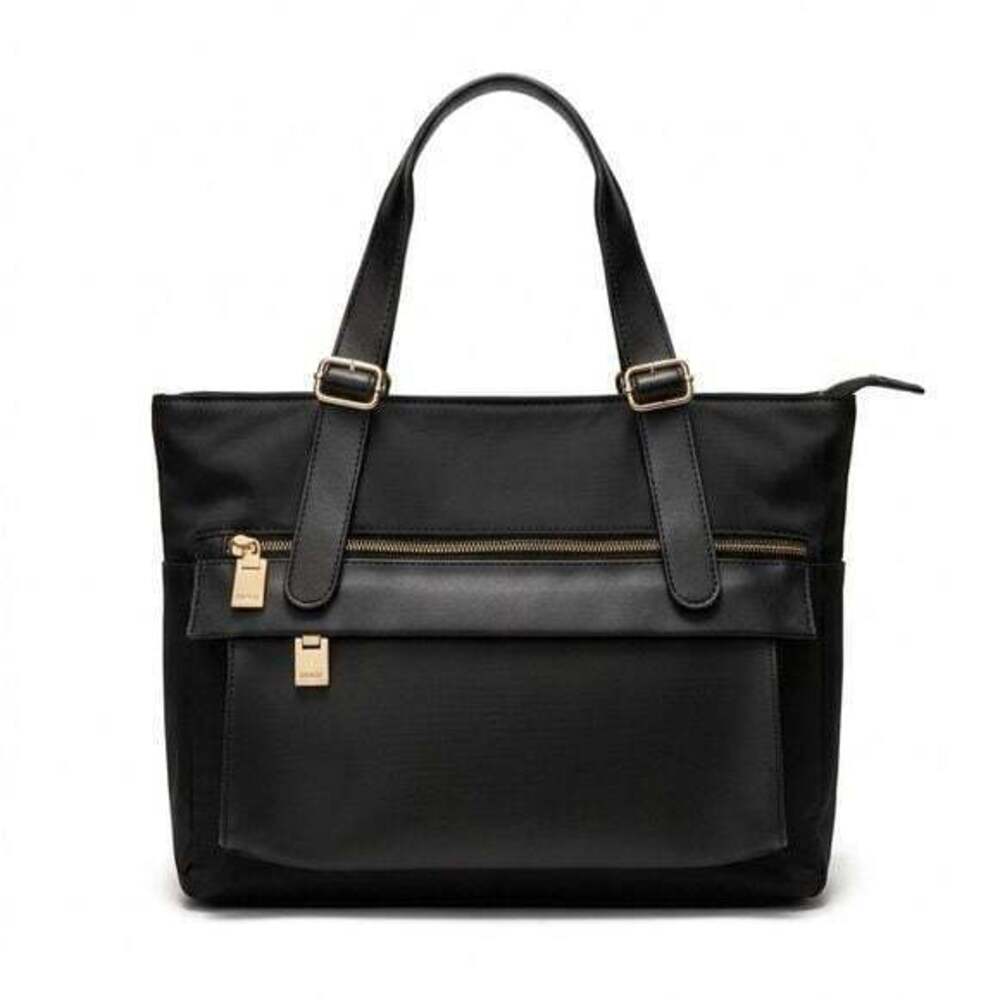 LJS Collection Elegant Shoulder Bag Tote Black Gold Carry On 17x12”